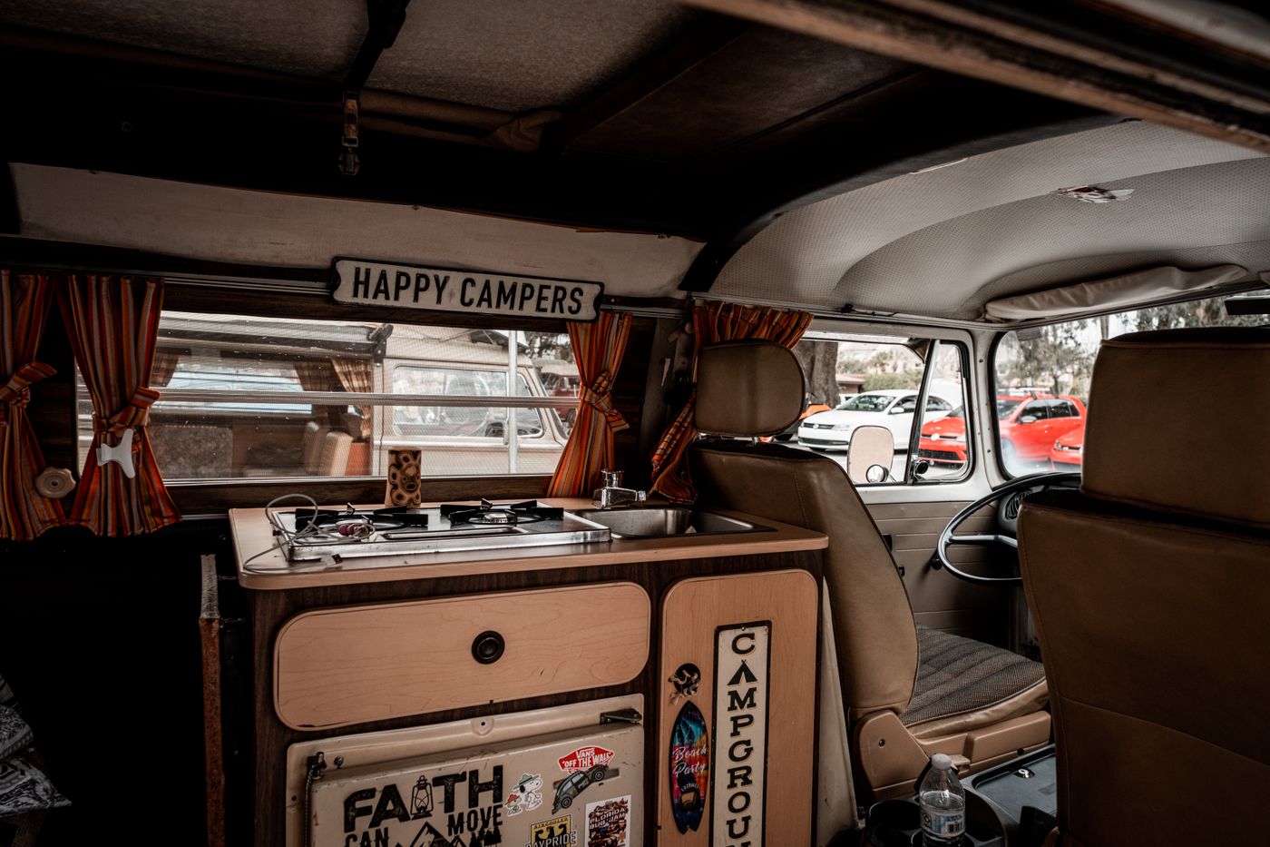 Detalj fra interiør i eldre campingbil